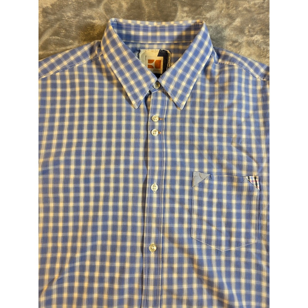 Boss‎ Orange Button Down Shirt Mens XL Blue White Gingham Long Sleeve Cotton